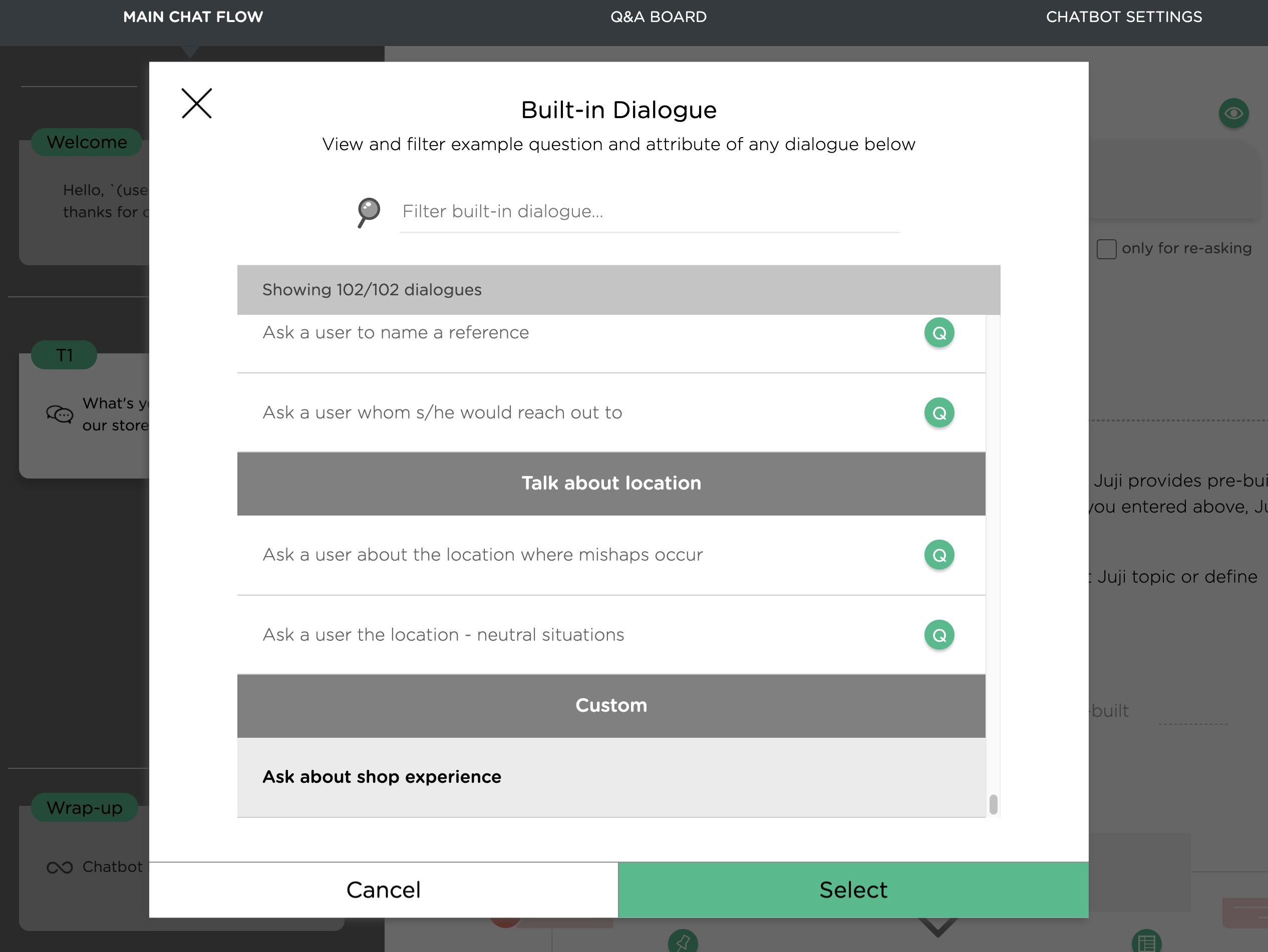 Select defined custom topic