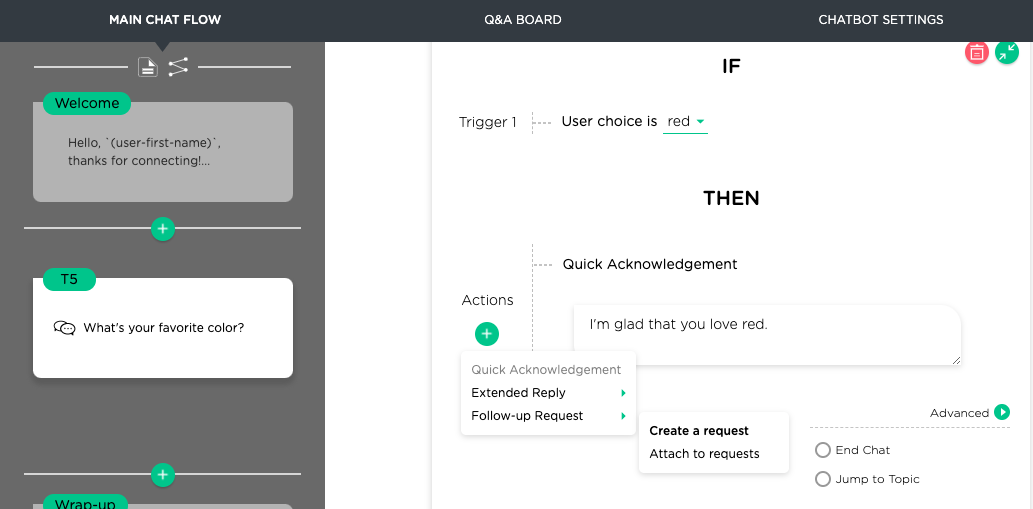 Create a
follow-up request step 1