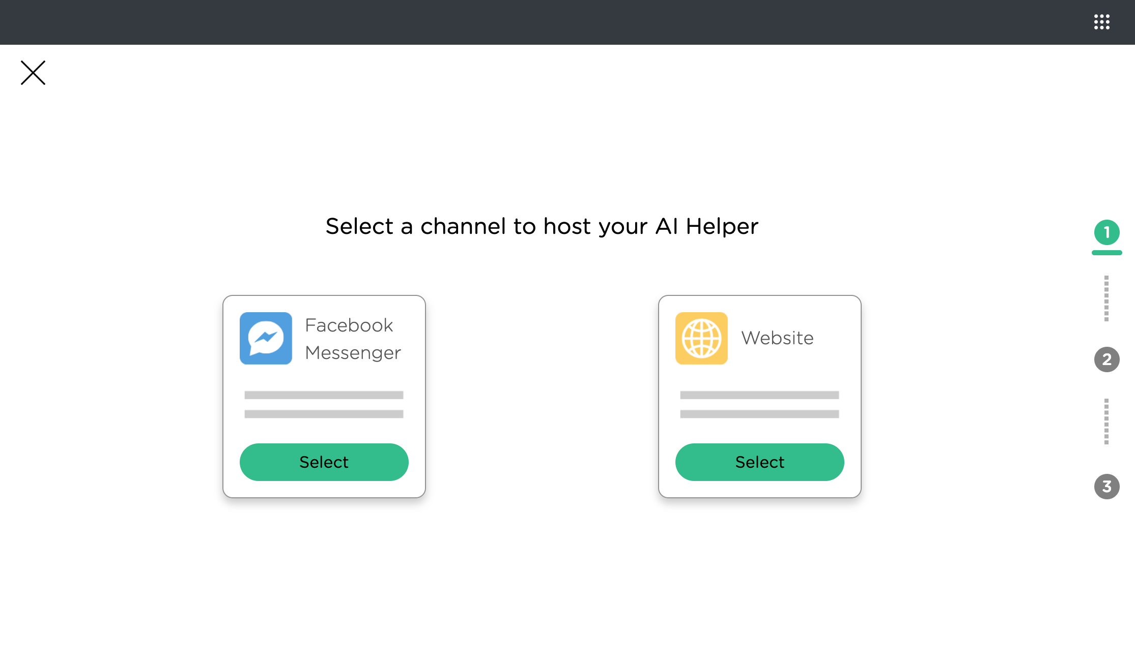 Ascent Studio Create agent Select a Channel