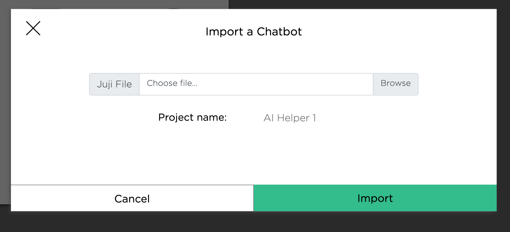 Ascent Studio Import an agent Popup